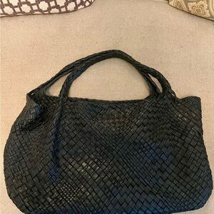 Chic Black Woven Tote Bag